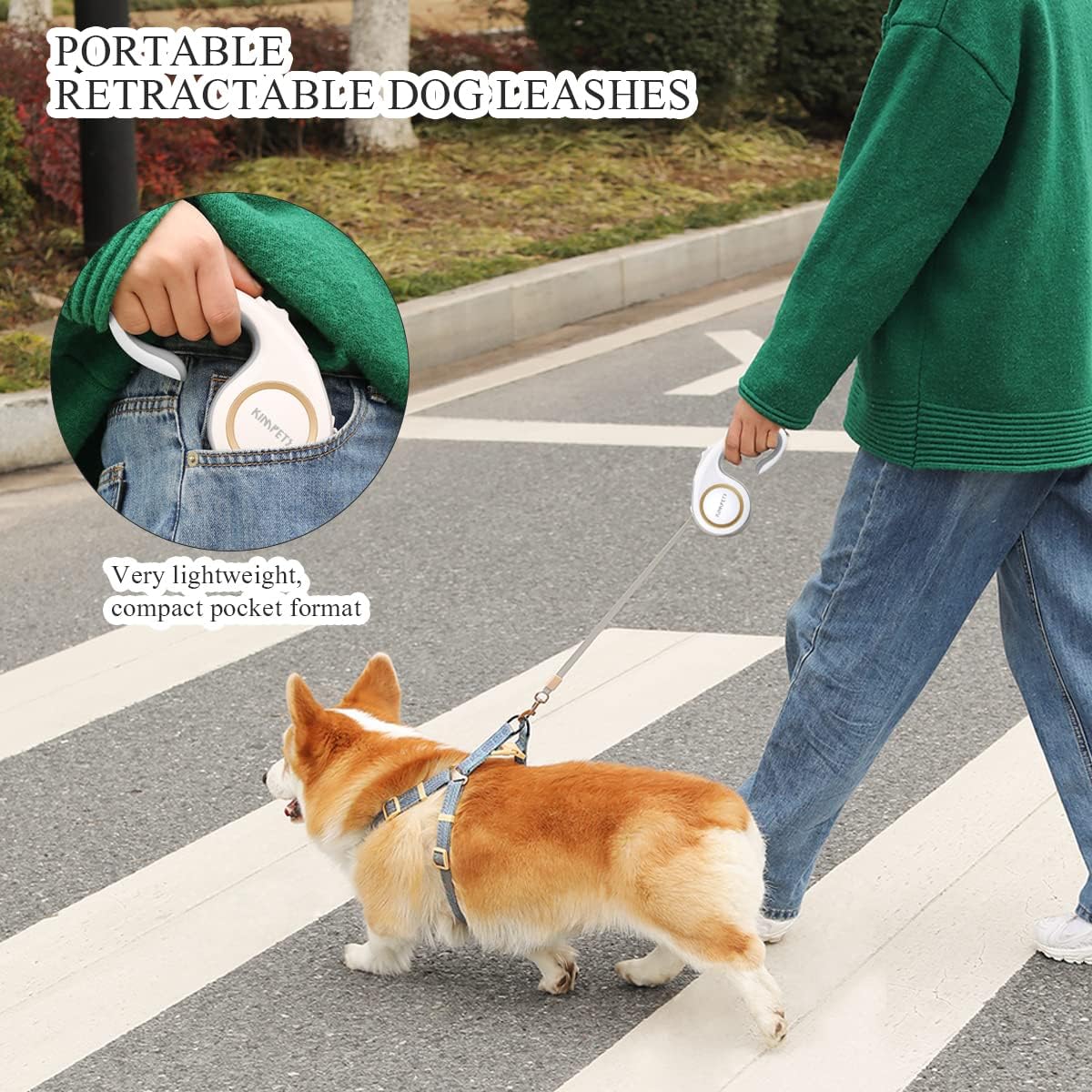 Retractable dog leash. 360°Tangle-Free.One-Handed Brake