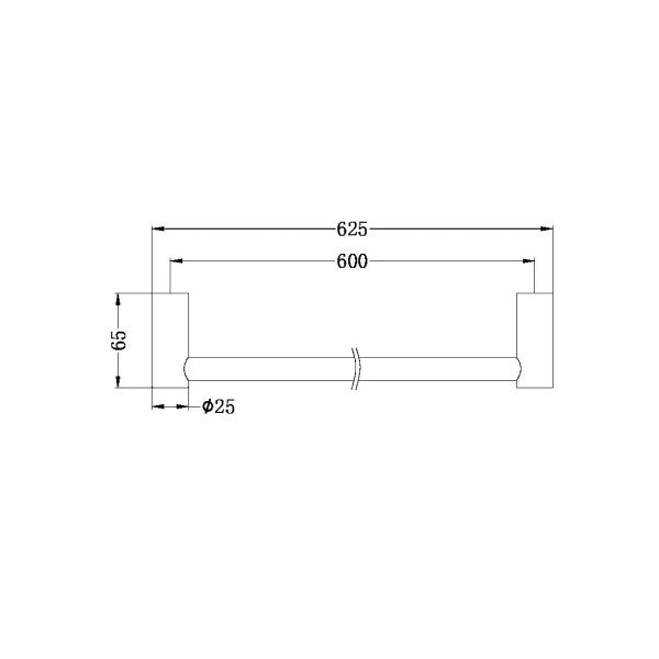 Nero New Mecca 600mm Single Towel Rail - Brushed Nickel / NR2324BN