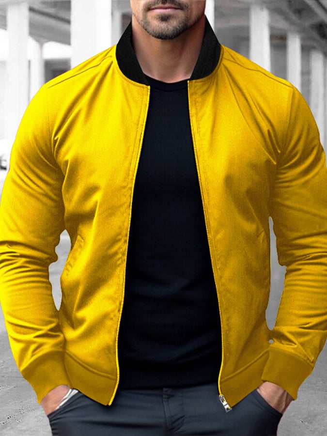 Men's American Casual Single Breasted Bomber Baseball Jacket