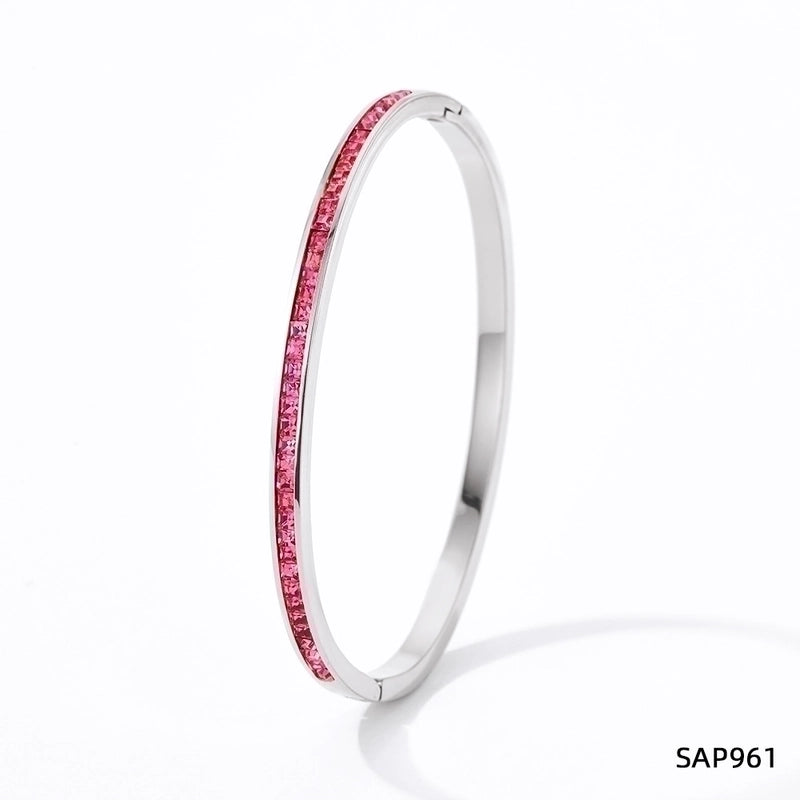 3 Pieces Classic Style Solid Color 304 Stainless Steel 16K Gold Plated White Gold Plated Gold Plated Artificial Gemstones Bangle In Bulk