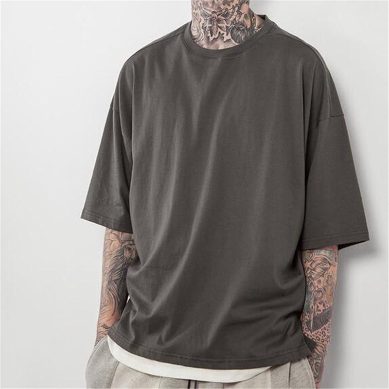 Solid Drop Shoulder Oversized Tee
