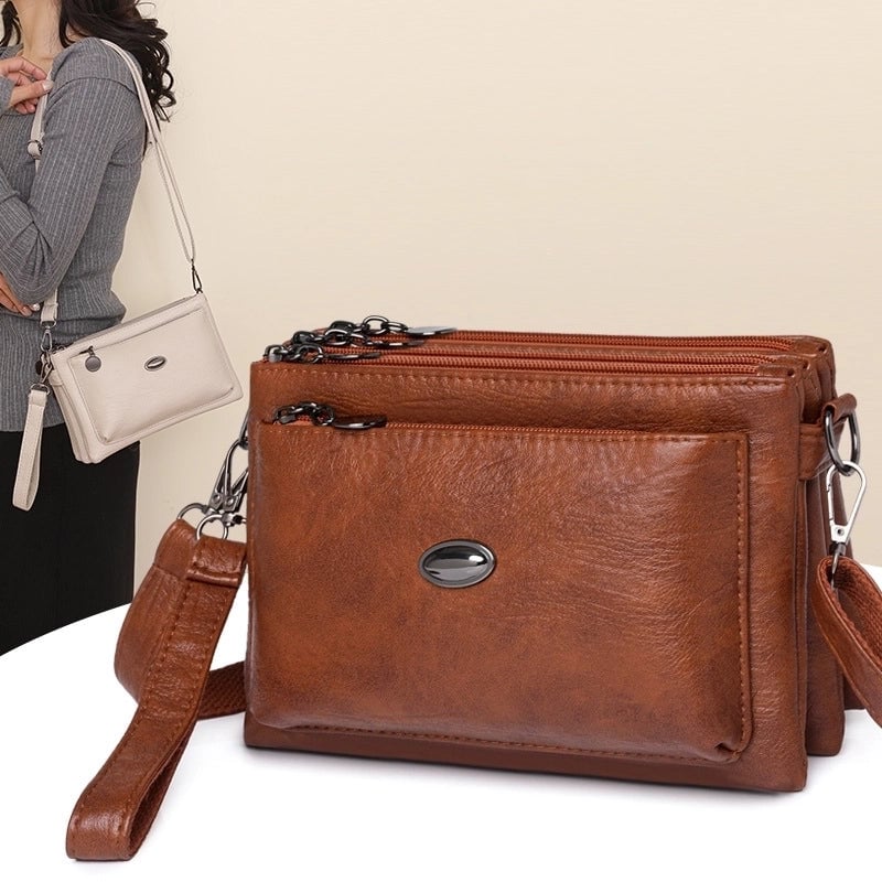 Women's Small Pu Leather Solid Color Streetwear Square Zipper Shoulder Bag Crossbody Bag