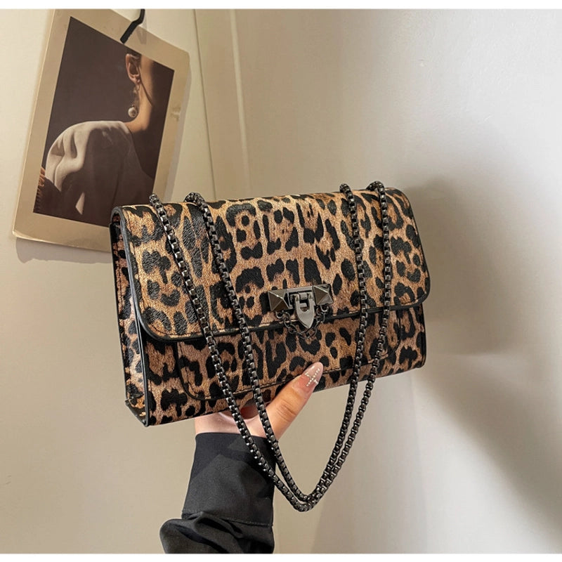 Women's Small Pu Leather Color Block Streetwear Square Flip Cover Shoulder Bag