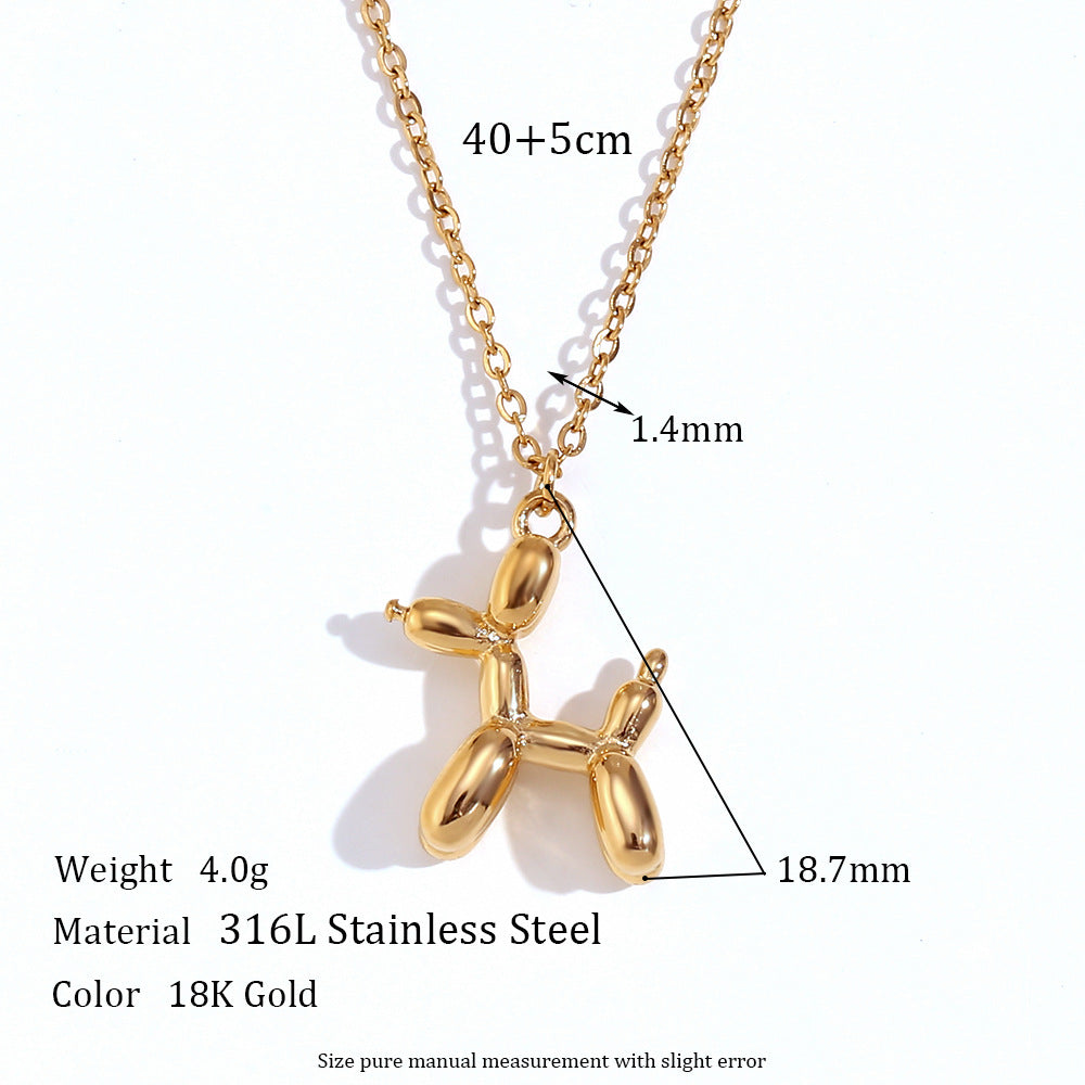 Fashion Dog Chinese Zodiac Animal Stainless Steel 18K Gold Plated Necklaces
