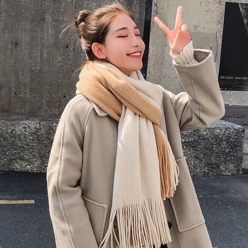 Scarf Women's Winter Versatile Cute Student Thickened Wool Warm Internet Celebrity Scarf Men