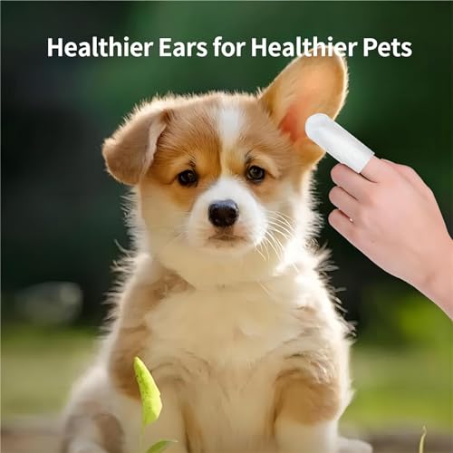 Dog Ear Wipes for Pets. Sooths & Deodorizes. Dog Ear Wipes Finger Relieve Ear Itching & Inflammation. with Rosemary Extract & Witch Hazel Extract. Easy to Use - 50 Count