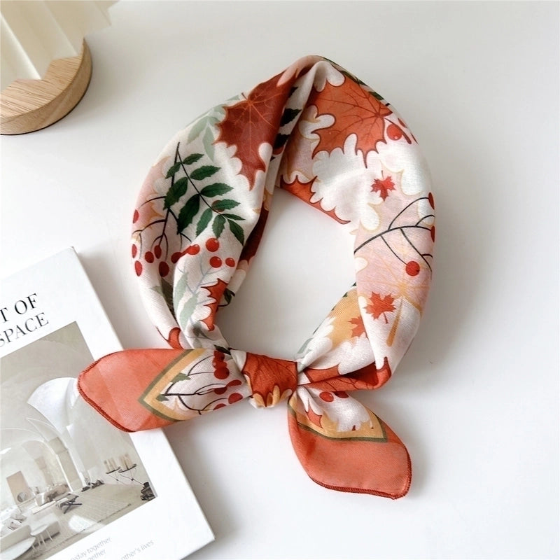 Women's Pastoral Minimalist Flower Cotton And Linen Printing Silk Scarf