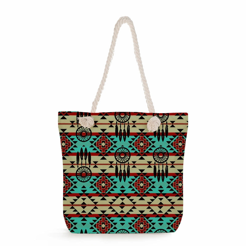 Geometric Printing Tote Bag Student Book Storage Shoulder Bag Large Capacity Handbag
