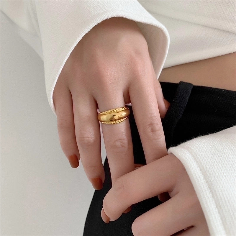 Minimalist Commute Solid Color Stainless Steel Plating Gold Plated Rings