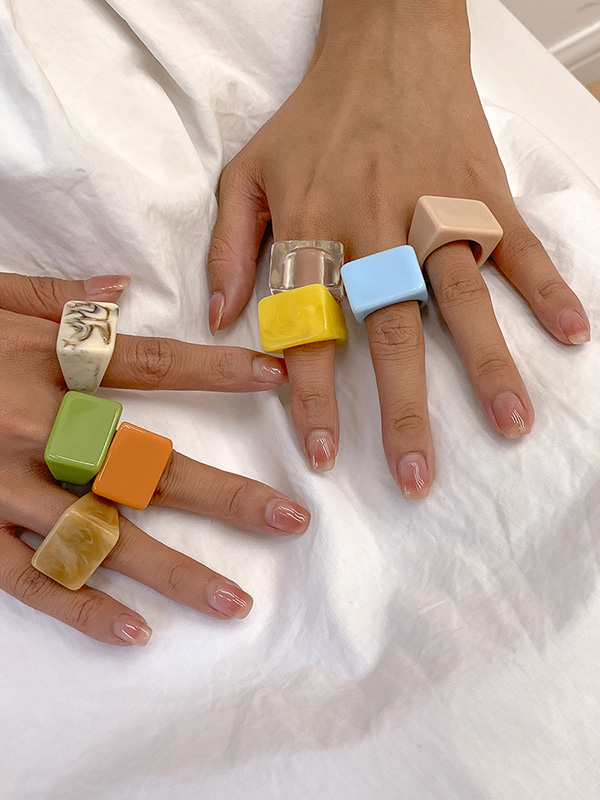 Stylish Resin 8 Colors Geometric Ring