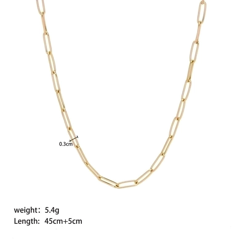 304 Stainless Steel 18K Gold Plated Streetwear Plating Metal Solid Color Sweater Chain Necklace