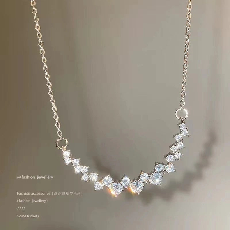 Minimalist Heart Shape Bow Knot Titanium Steel Inlay Zircon Pendant Necklace