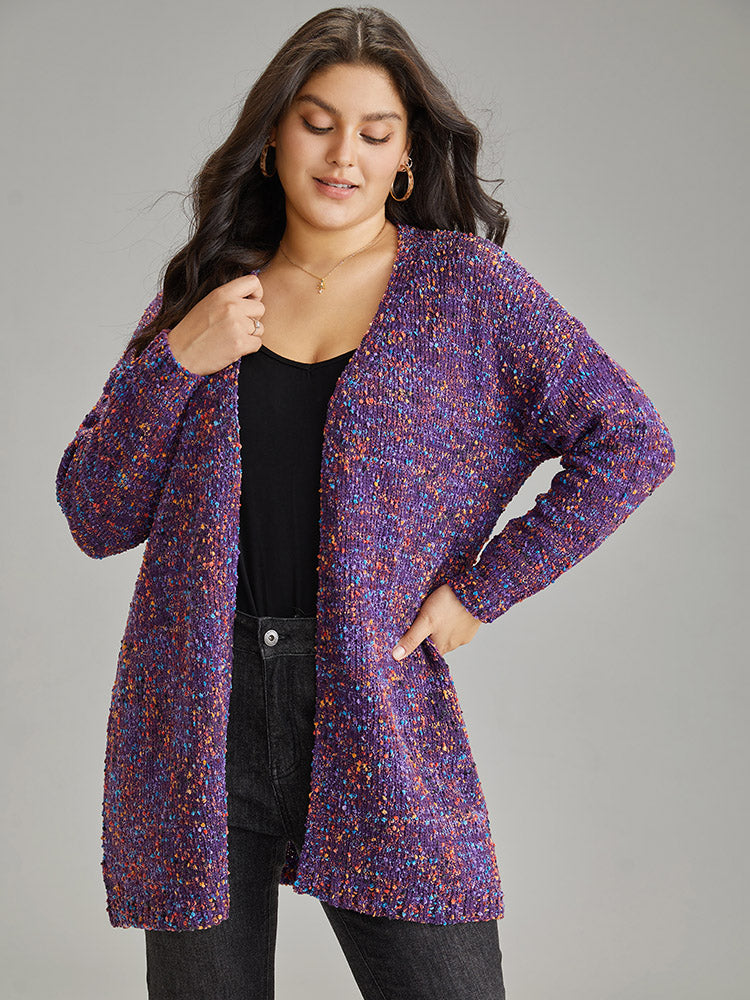 Colour Textured Open Front Cardigan