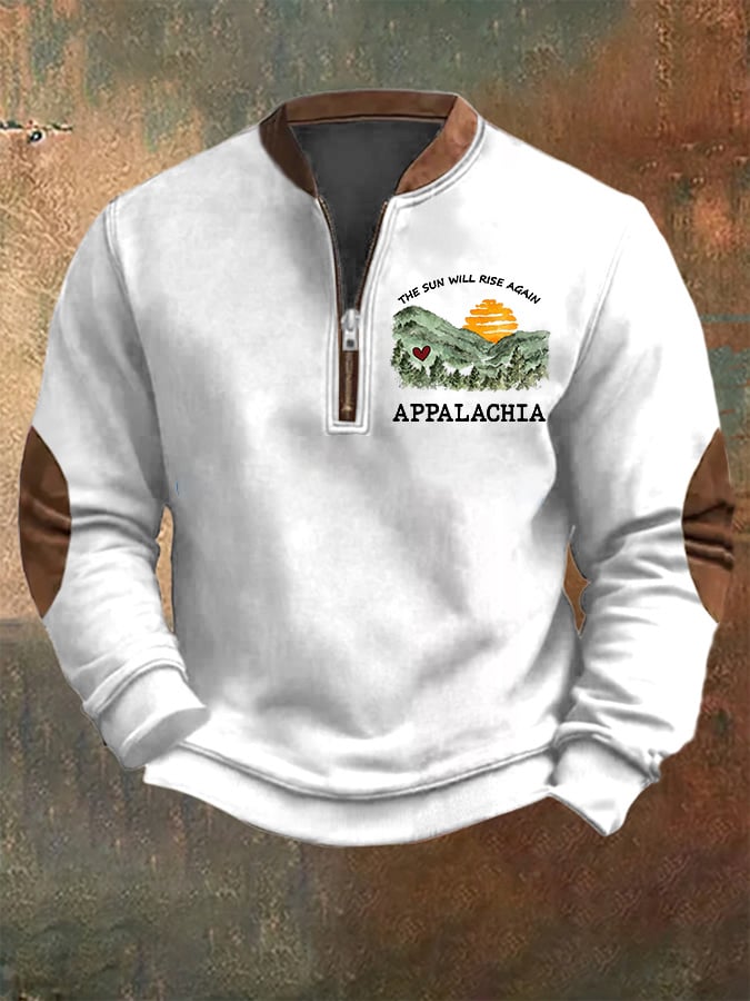 Men's Appalachia Strong. The Sun Will Rise Again Printed Zip-Up Sweatshirt