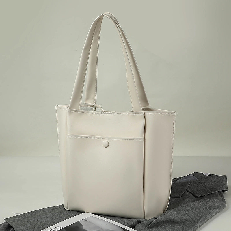 Women's Large Pu Leather Solid Color Streetwear Square Open Tote Bag