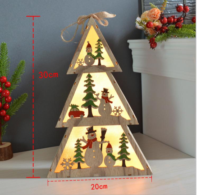 2020 New Christmas Decoration Creative Led Light Christmas Tree Hanging Pendant Star Car Heart Wooden Ornament Xmas Party