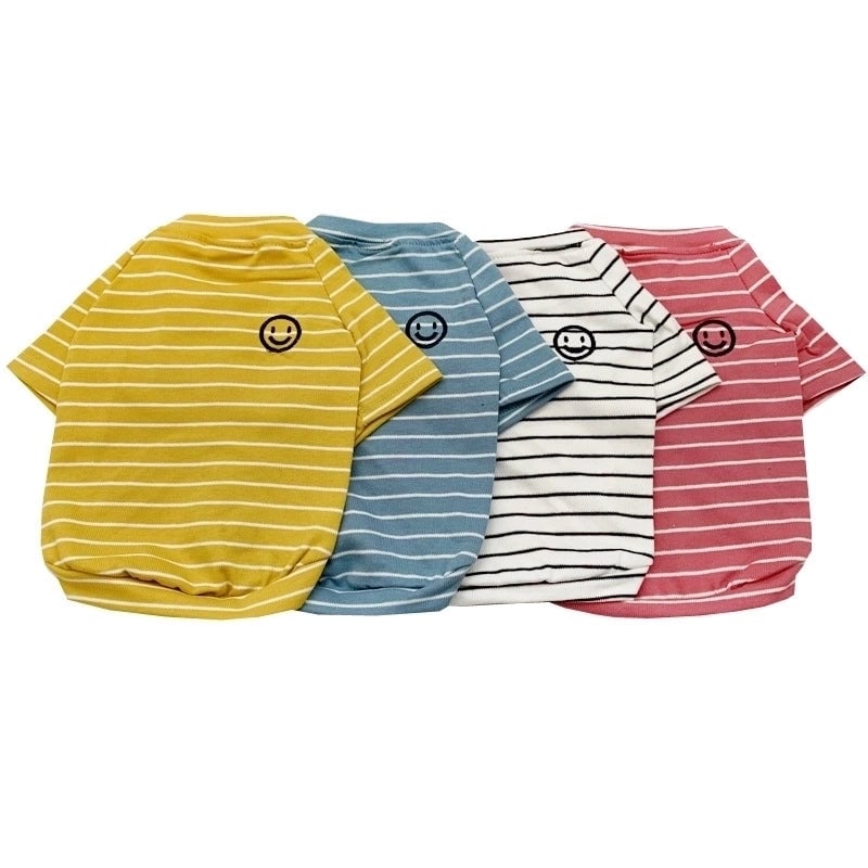 Summer Simple Color Block Striped Pet Cotton Shirt
