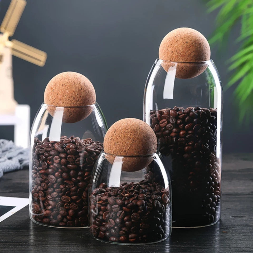 BALL CORK GLASS JARS