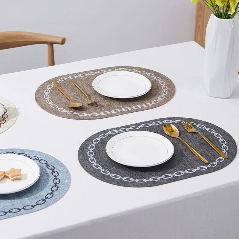 2PCs Oval Shape Leather Placemats(SA2405-258)