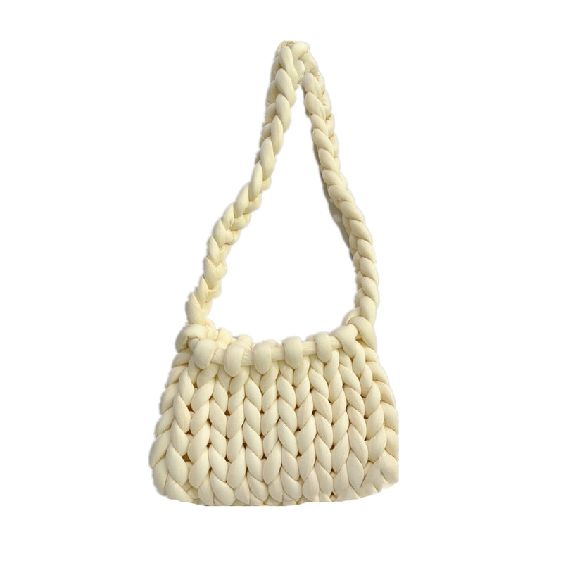 New Thick Ice Island Thread Woven Bag Diy Hand-woven Bag Filling Core Yarn Shoulder Bag