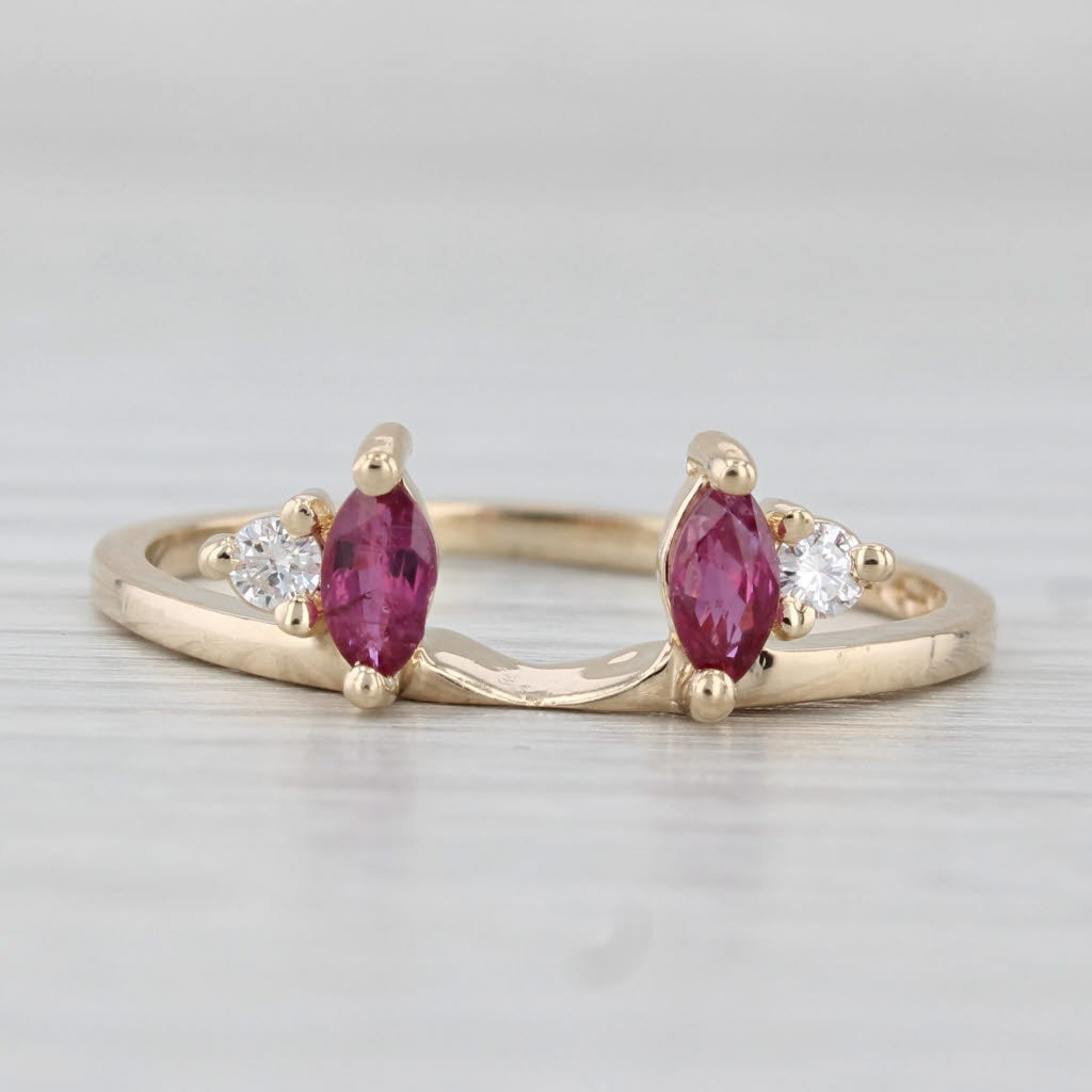 0.45ctw Ruby Diamond Ring Enhancer Guard 14k Yellow Gold Size 9.5 Wedding Band