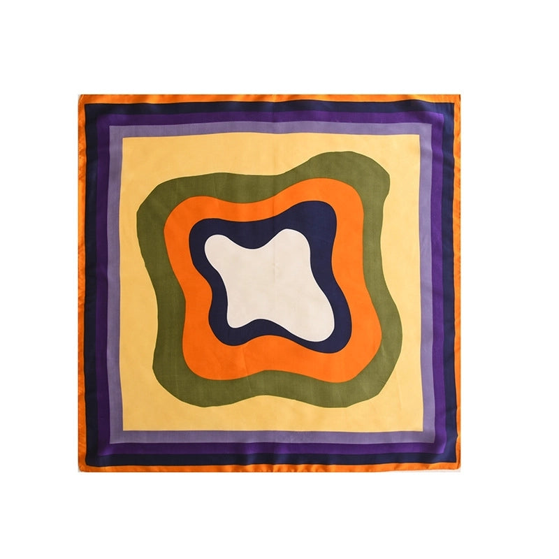 Women's Sweet Color Block Satin Silk Scarf