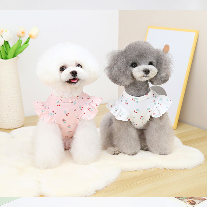Cherry Ruffled Sleeves Dog Cat Vest