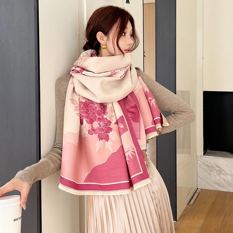 Women's Minimalist Classic Style Flower Polyester Scarf