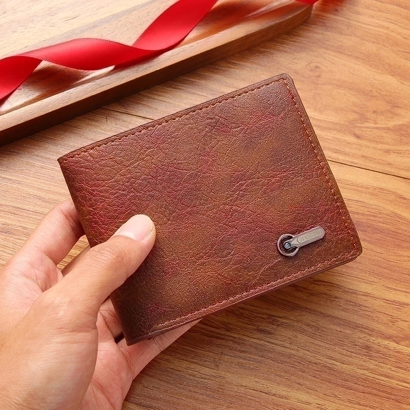 Men's Solid Color Pu Leather Open Wallets