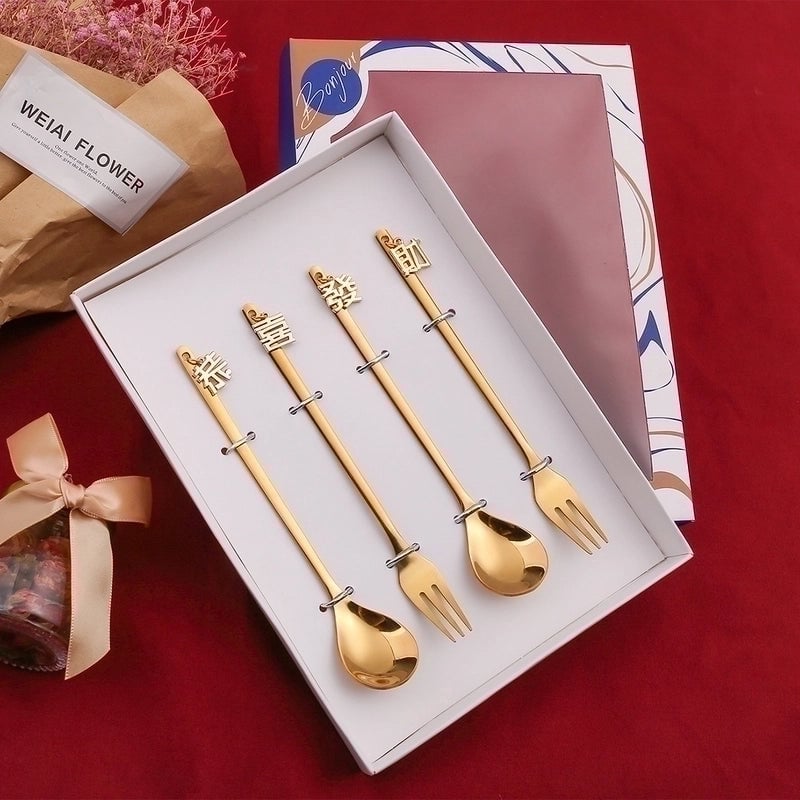Cute Solid Color Stainless Steel Tableware 1 Set