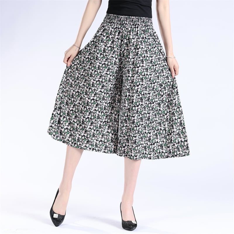 (Hot Sale-49% OFF) Women's High Elastic Waist Pleated Chiffon Wide Leg Culottes