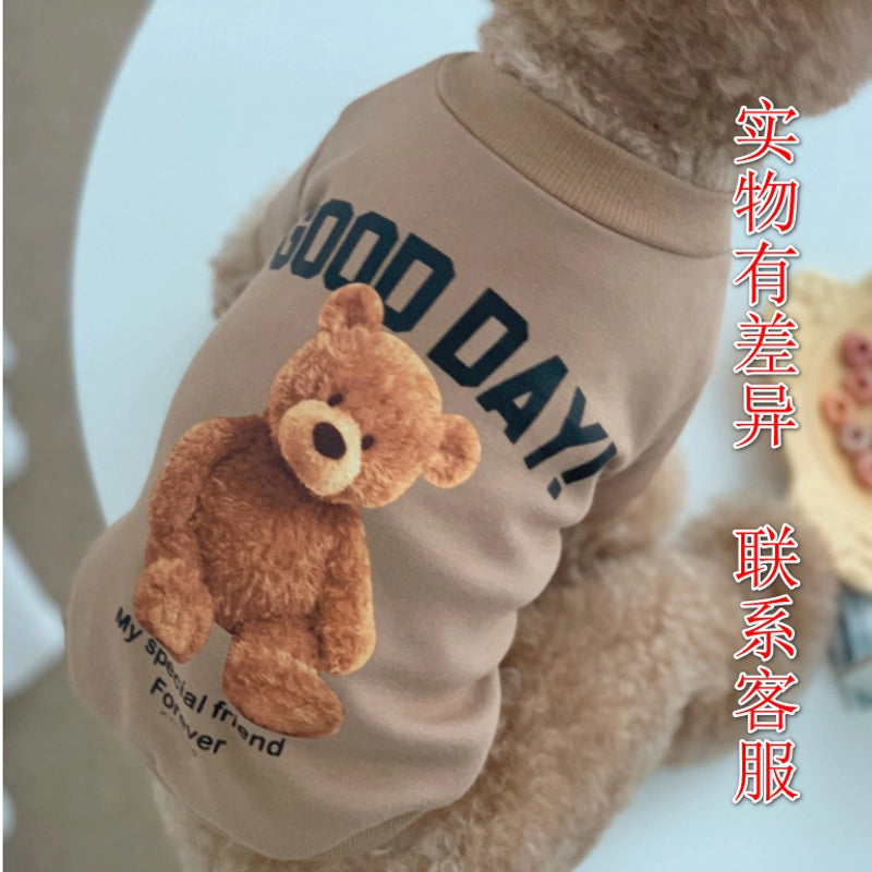 Autumn/winter Cute Dog Cat Crossbody Zipper Warm Clothes Pet Supplies Yellow Bear Frog Bear French Bulldog Clothes