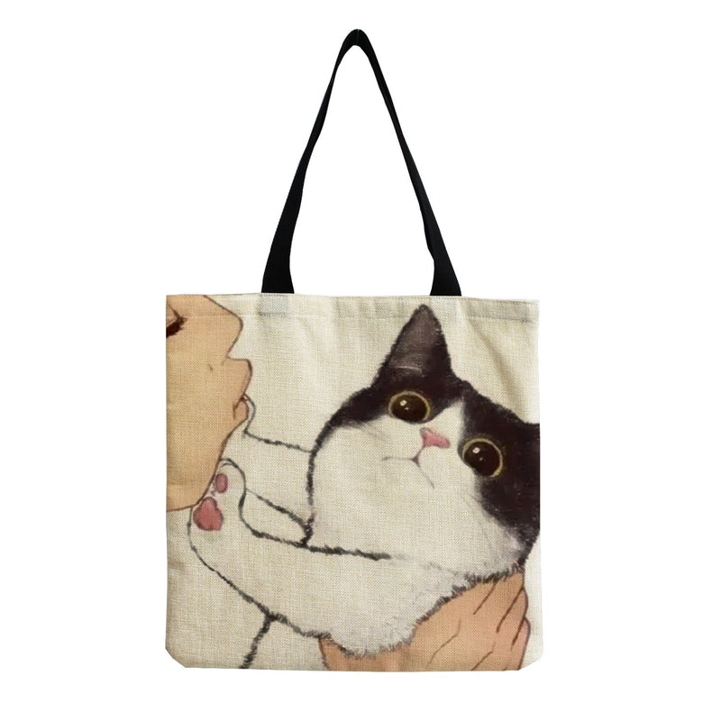 Women's Linen Animal Cute Square Open Shoulder Bag