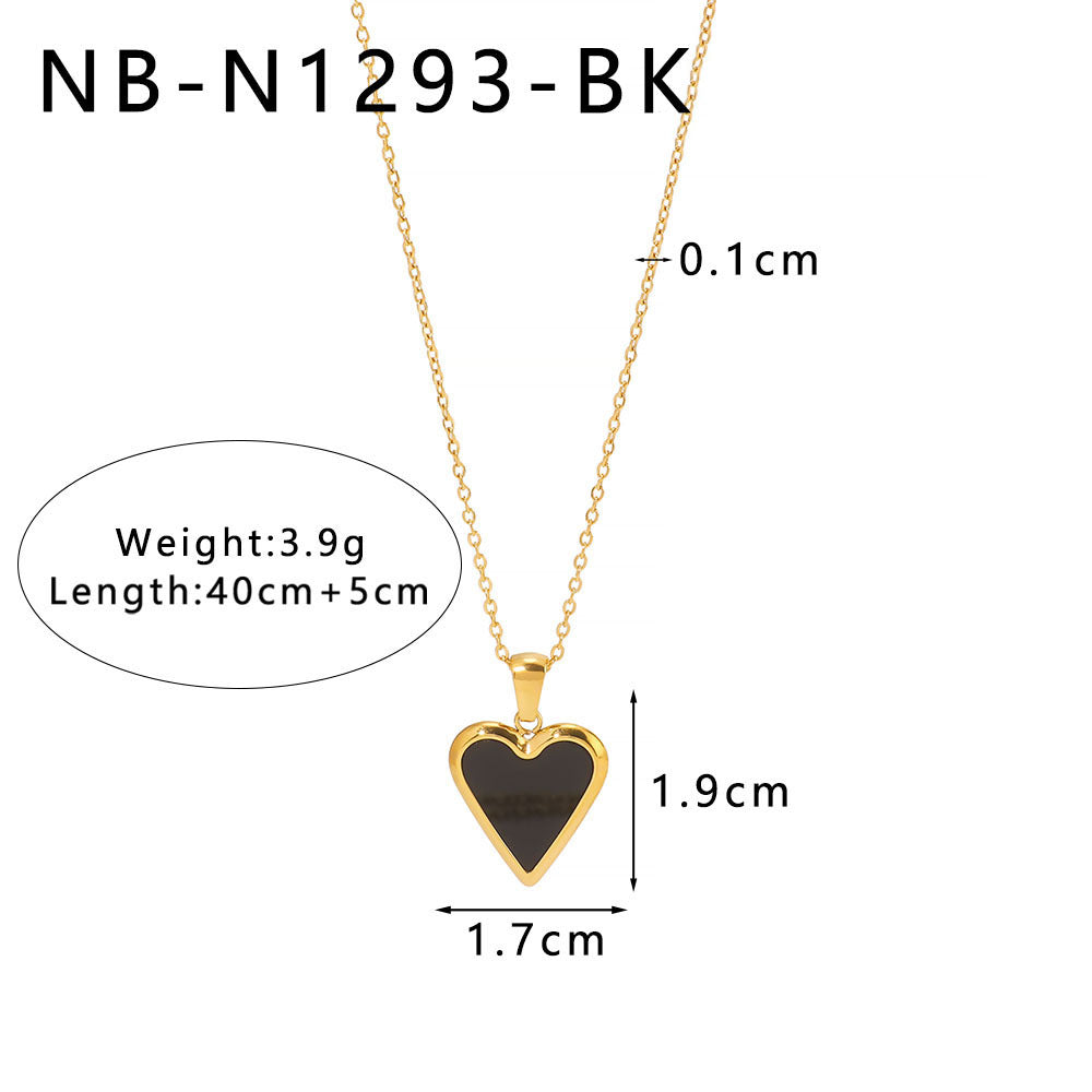 Ins18K Gold Stainless Steel Necklace Mother-Of-Pearl Natural Stone Pendant Clavicle Chain For Women