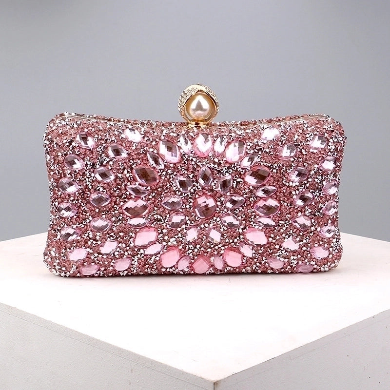 Green Blue Pink Pu Leather Polyester Flower Pillow Shape Evening Bags