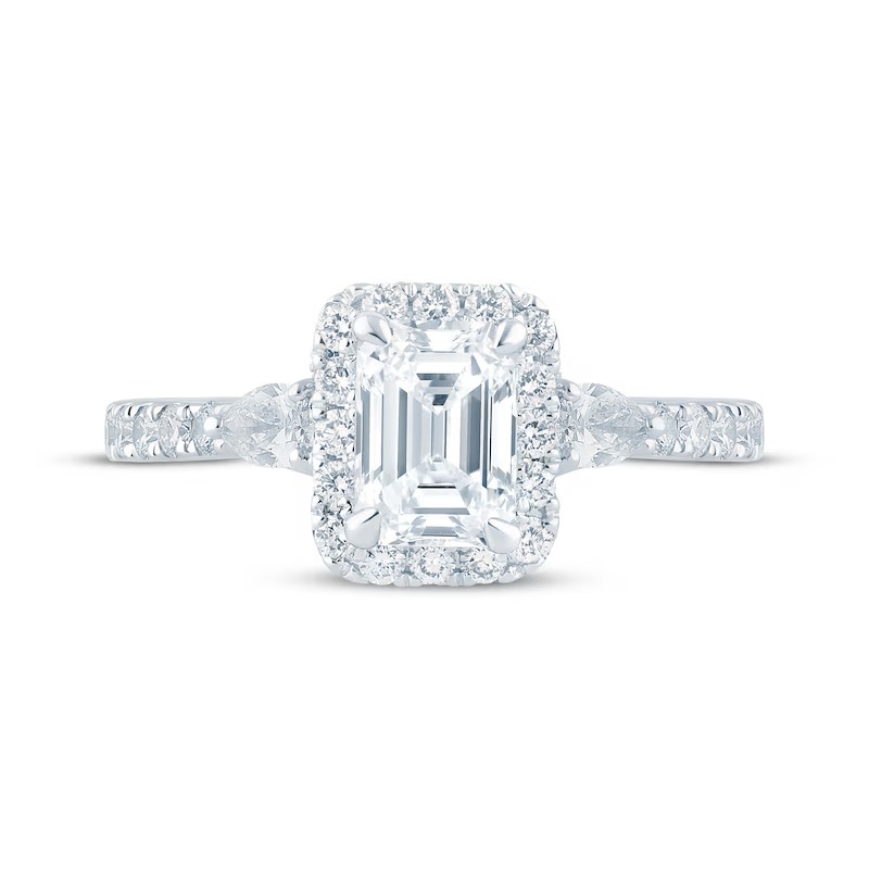 Monique Lhuillier Bliss Emerald-Cut Lab-Grown Diamond Engagement Ring 1-7/8 ct tw 18K White Gold