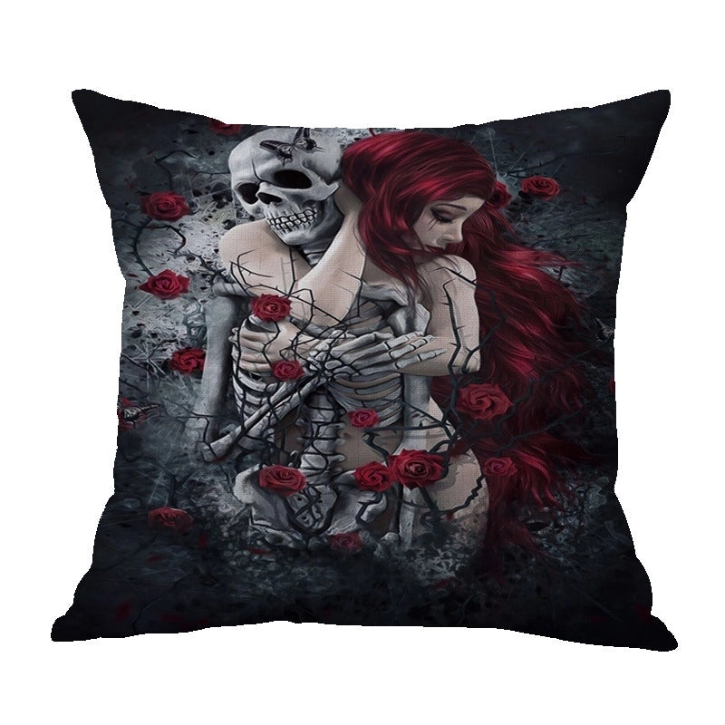 Halloween Punk Skull Linen Pillow Cases Couch & Sofa Decor