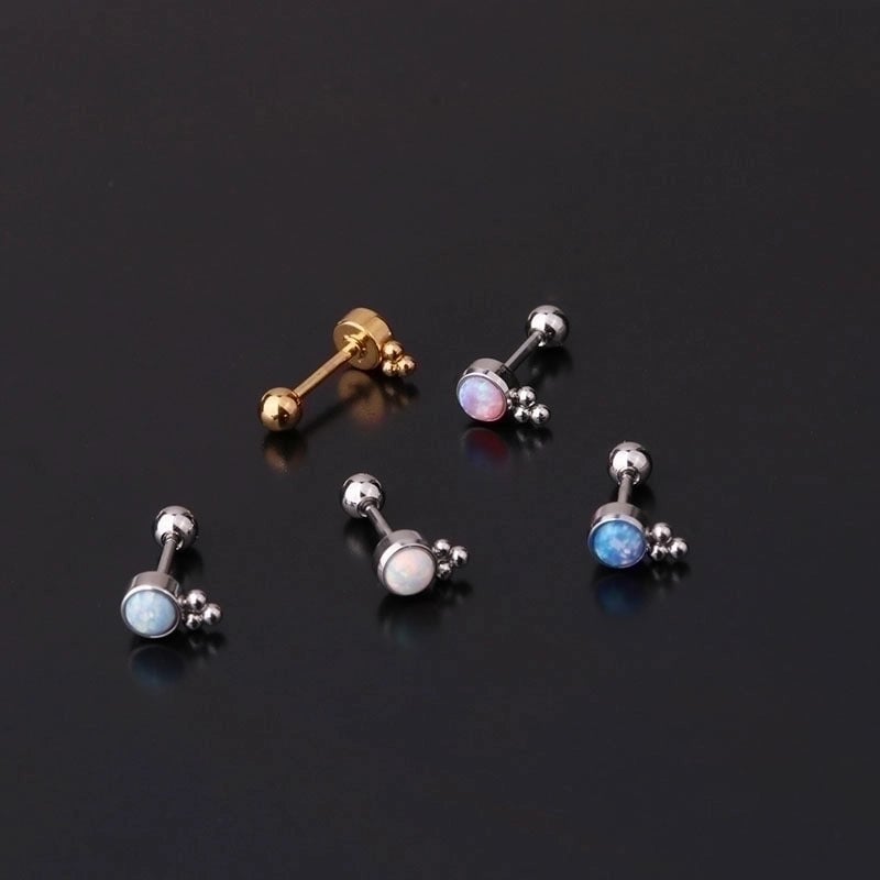Ear Cartilage Rings & Studs Fashion Geometric 316L Stainless Steel  Inlaid Gemstone