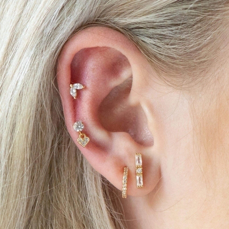 1 Pair Minimalist Star Water Droplets Polishing Plating Inlay Stainless Steel Zircon 18k Gold Plated Ear Studs