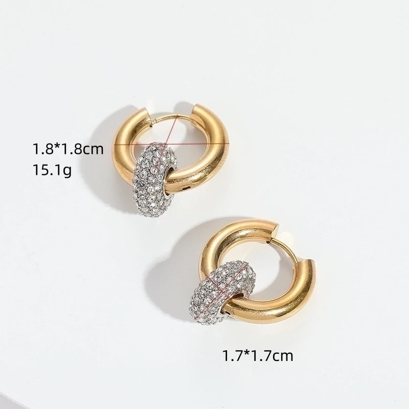 1 Pair Elegant Circle Plating Inlay Copper Zircon 14K Gold Plated Earrings