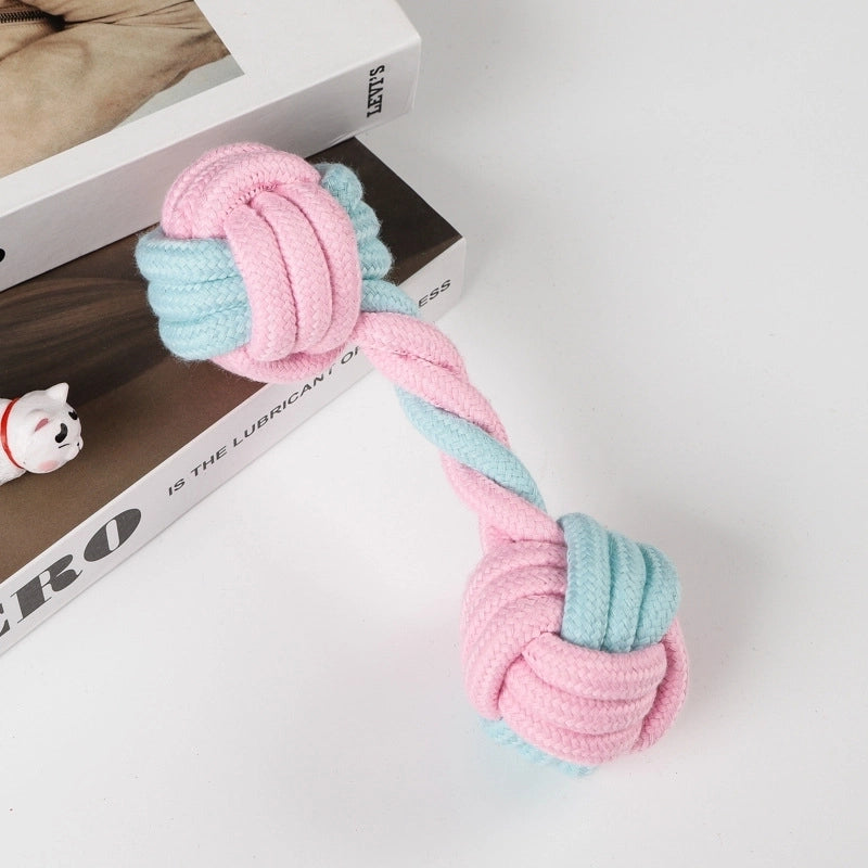 Cute Geometric Molar Long Lasting Tooth Cleaning Woven Ball Dogs Pet Cotton Rope Toy