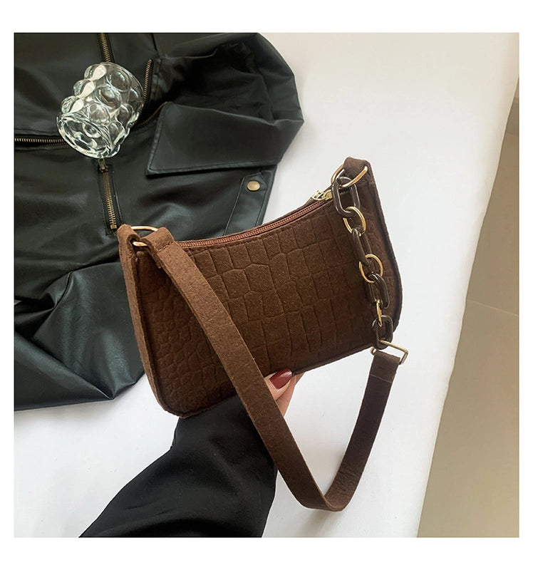 Women's Small Cloth Solid Color Basic Vintage Style Zipper Underarm Bag