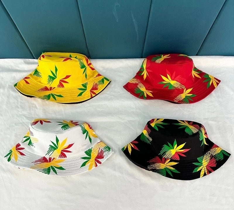 Unisex Casual Minimalist Plant Printing Wide Eaves Bucket Hat