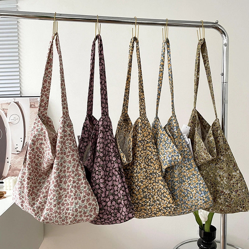 Niche Canvas Bag For Women 2024 New Summer Design Sense High Quality Artistic Floral Canvas Bag