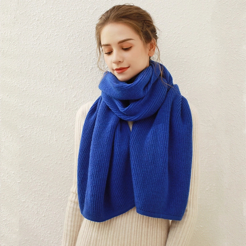 Women's Basic Minimalist Solid Color Acrylic Knit Scarf