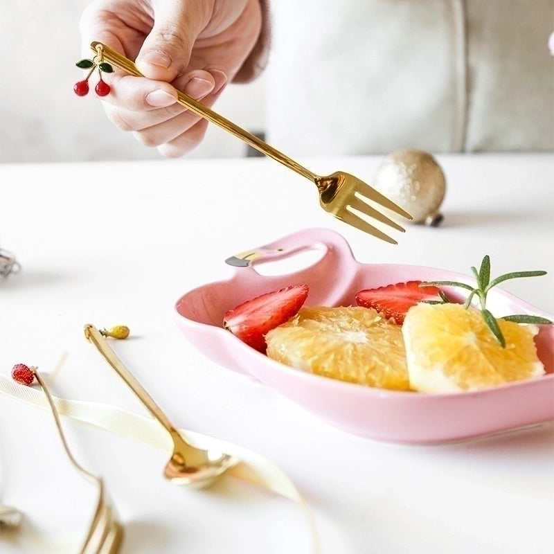 Cute Solid Color Stainless Steel Tableware