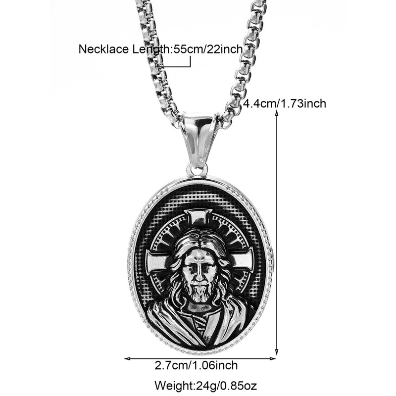 Modern Style Classic Style Portrait Cross Solid Color 304 Stainless Steel 18K Gold Plated Round Pendant Necklace