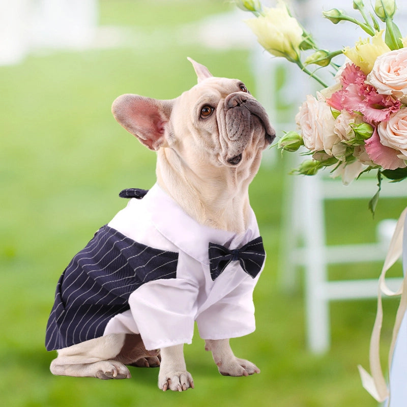 Spring/summer Thin Pet Dog Cat Clothes Western-style Suit Shirt Wedding Dress/gown For Teddy Large Dogs