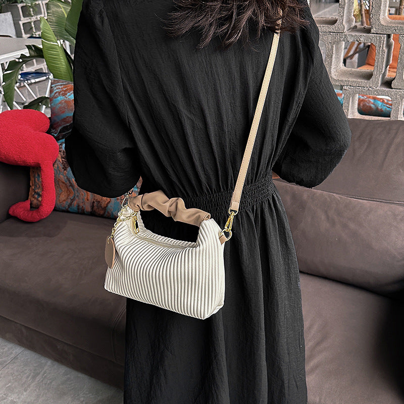 Retro Pleated  Small Square Shoulder Crossbody Bag