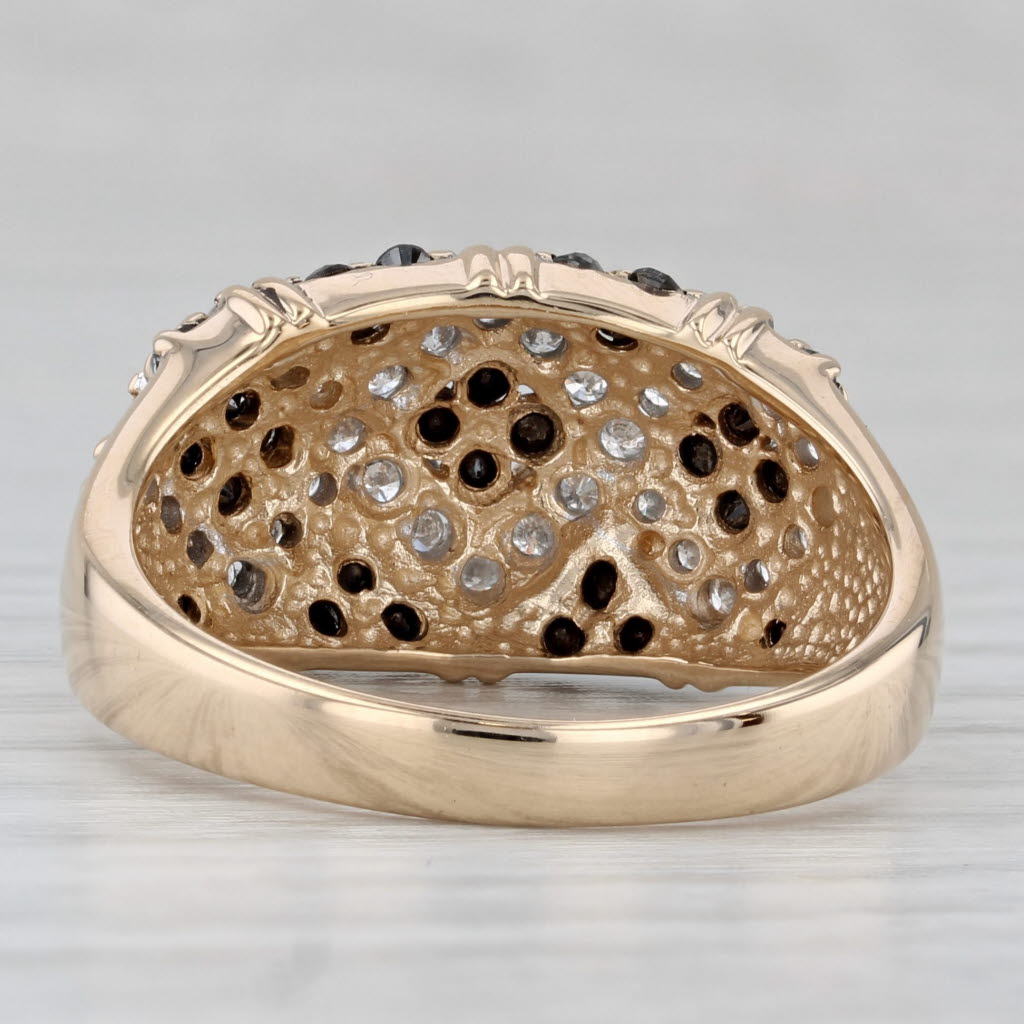1ctw Black White Diamond Cluster Ring 14k Yellow Gold Size 10